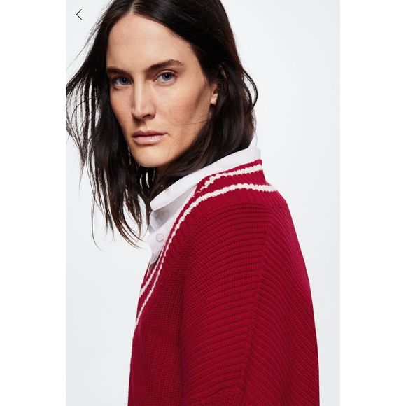 Mango V-Neckline Oversize Sweater Red Size M - Picture 6 of 7